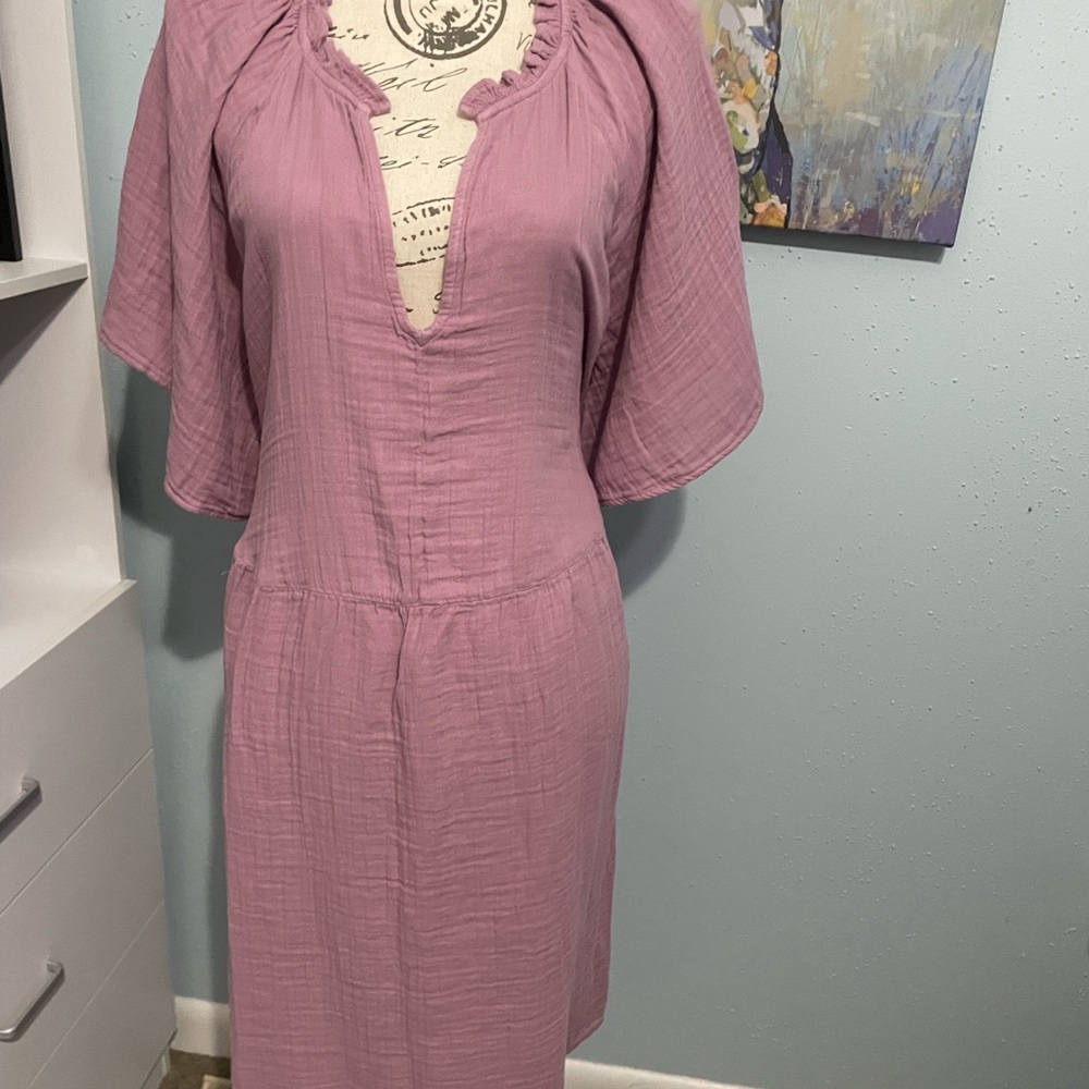 Old Navy Pink Ruched Ruffled Midi Sundress